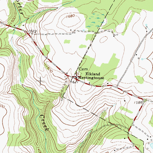 Topographic Map of Elkland Meetinghouse, PA