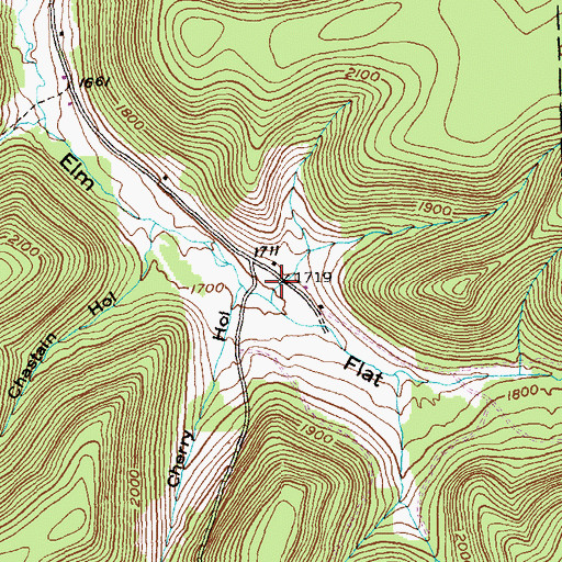 Topographic Map of Elm Flat, PA