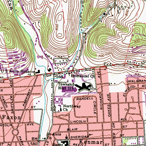 Topographic Map of Emmanuel Church, PA