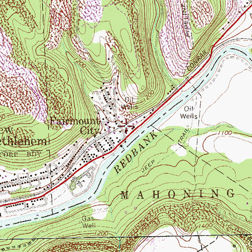 Topographic Map of Fairmont City, PA