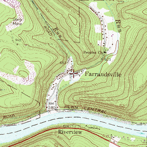 Topographic Map of Farrandsville, PA