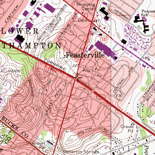 Topographic Map of Feasterville, PA