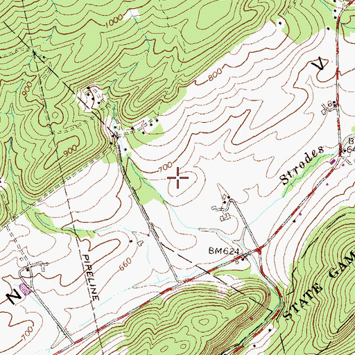 Topographic Map of Ferguson Valley, PA