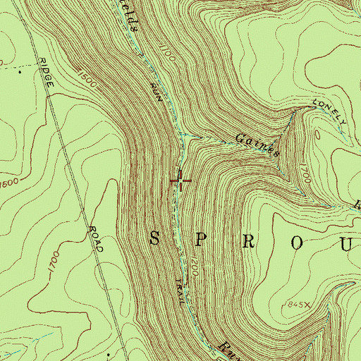 Topographic Map of Fields Run Trail, PA