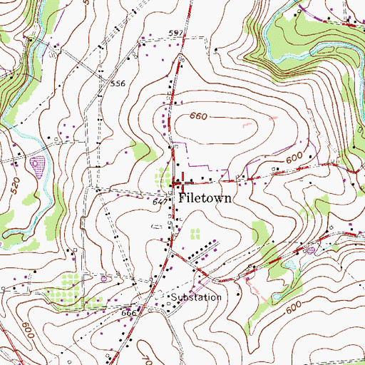 Topographic Map of Filetown, PA