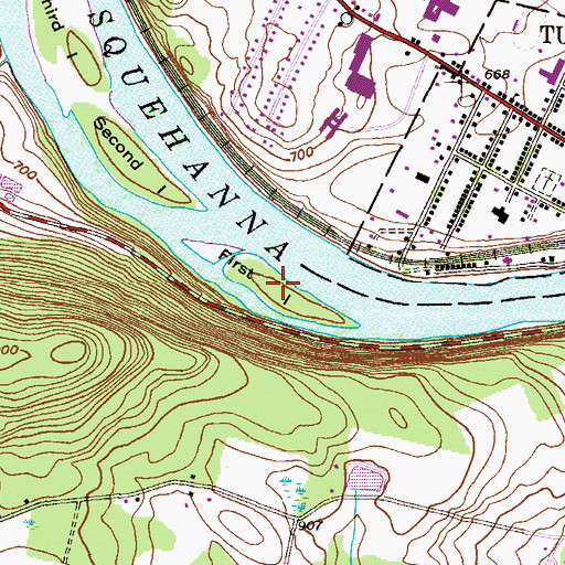 Topographic Map of First Island, PA