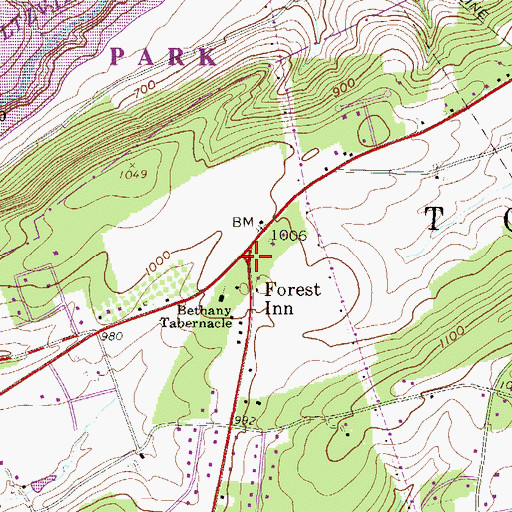 Topographic Map of Forest Inn, PA