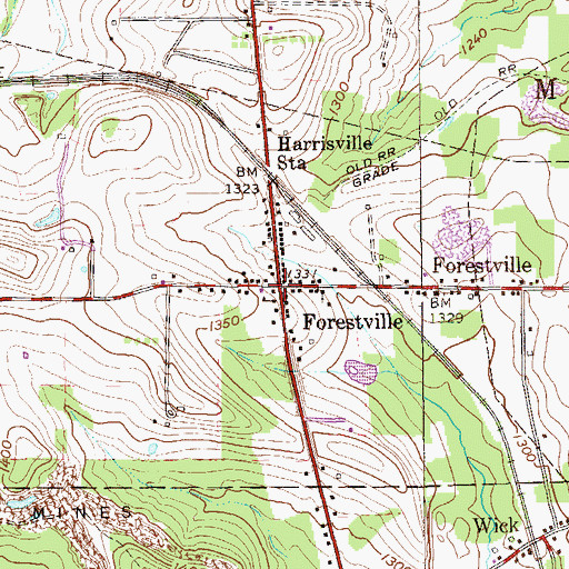 Topographic Map of Forestville, PA