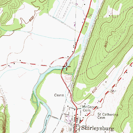 Topographic Map of Fort Run, PA