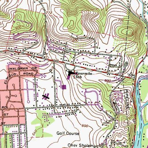 Topographic Map of Fourmile School, PA