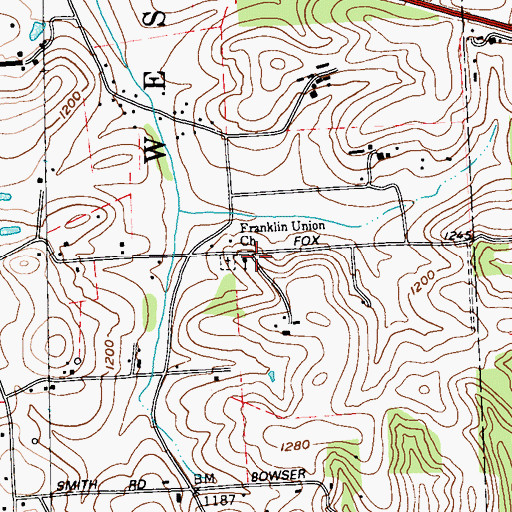 Topographic Map of Franklin Union Church, PA