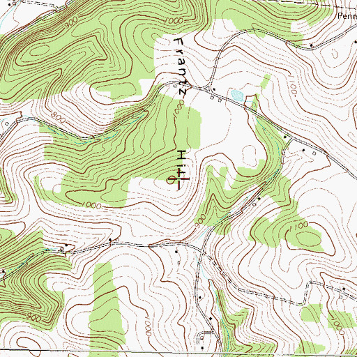 Topographic Map of Frantz Hill, PA