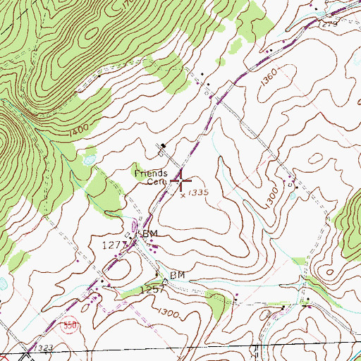Topographic Map of Friends Cemetery, PA