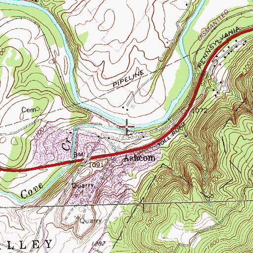Topographic Map of Friends Cove, PA