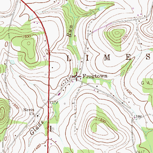 Topographic Map of Frogtown, PA