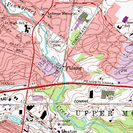 Topographic Map of Fulmor, PA
