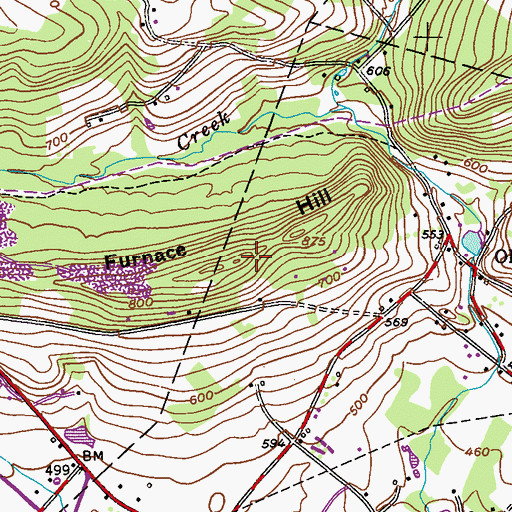 Topographic Map of Furnace Hill, PA