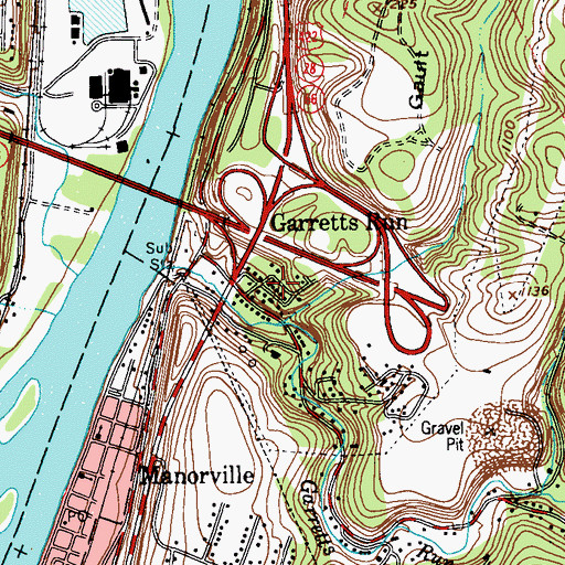 Topographic Map of Garretts Run, PA