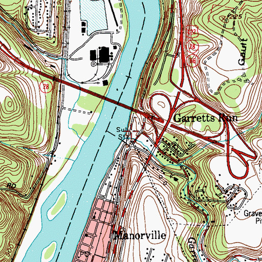 Topographic Map of Garretts Run, PA
