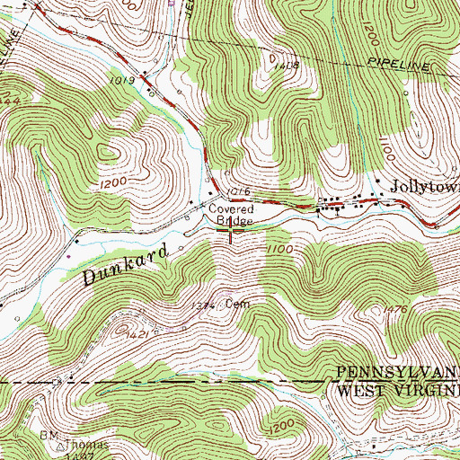 Topographic Map of Garrison Fork, PA
