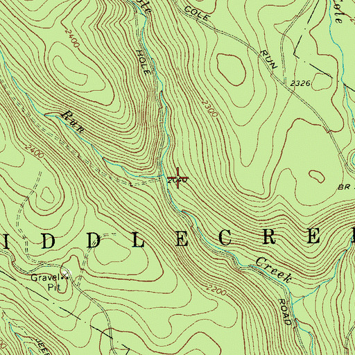 Topographic Map of Garys Run, PA