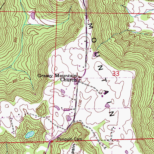 Topographic Map of Grassy Mountain Church, AL