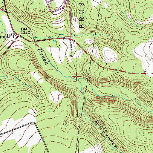 Topographic Map of Gillhouser Run, PA