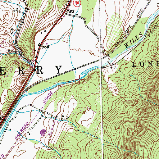 Topographic Map of Gladdens Run, PA