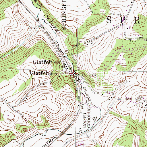 Topographic Map of Glatfelters, PA