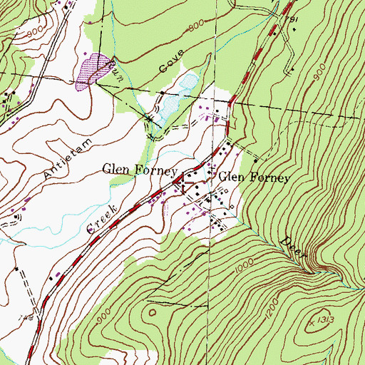 Topographic Map of Glen Forney, PA