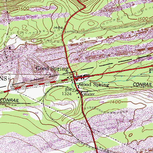 Topographic Map of Good Spring, PA
