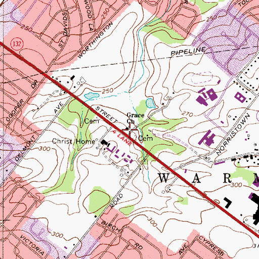 Topographic Map of Grace Church, PA