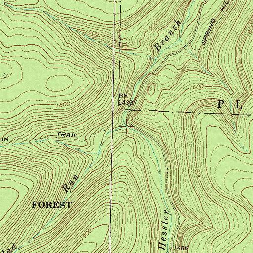 Topographic Map of Grandad Run, PA
