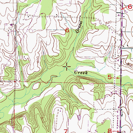 Topographic Map of Gravel Branch, AL