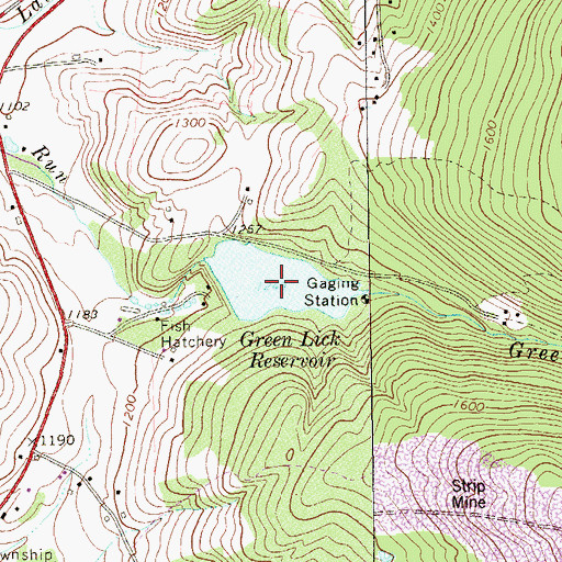 Topographic Map of Green Lick Reservoir, PA