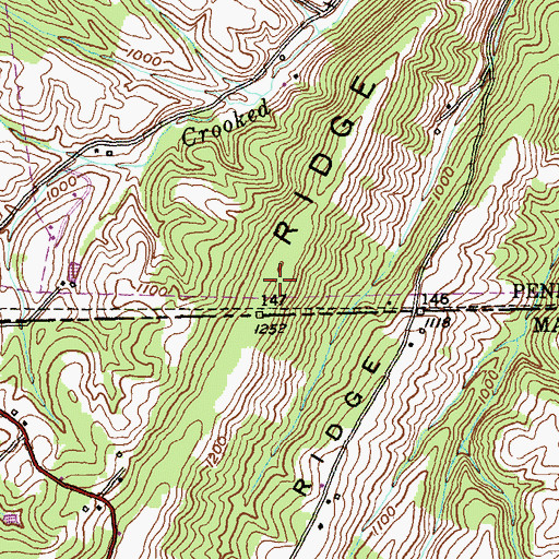 Topographic Map of Green Ridge, PA