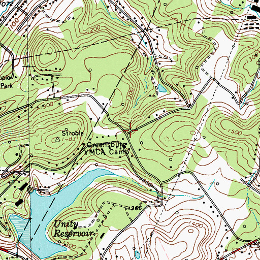 Topographic Map of Greensburg YMCA Camp, PA