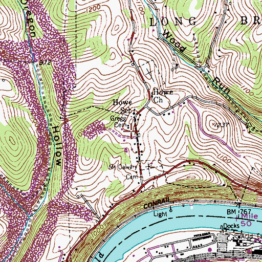 Topographic Map of Gregg Cemetery, PA