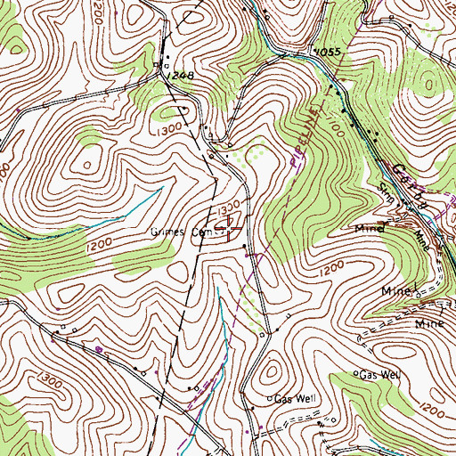 Topographic Map of Grimes Cemetery, PA