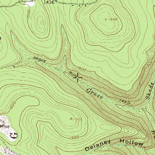 Topographic Map of Grove Run Trail, PA