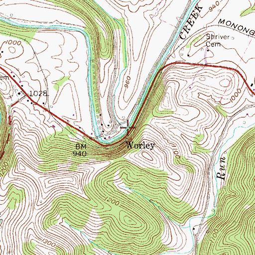 Topographic Map of Hackelbender Run, WV