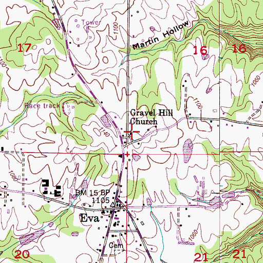 Topographic Map of Gravel Hill Church, AL