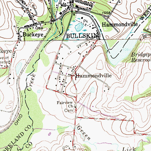Topographic Map of Hammondville, PA