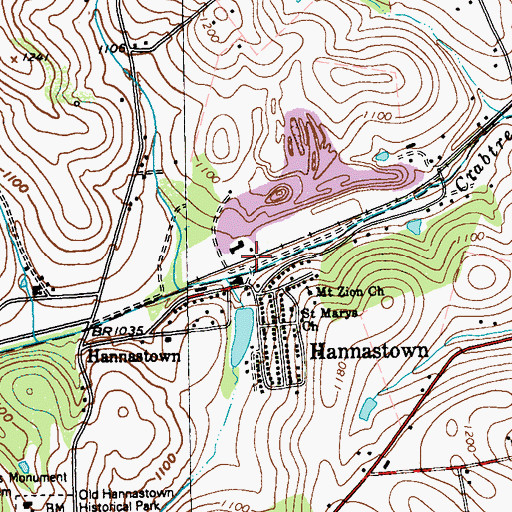 Topographic Map of Hannastown, PA