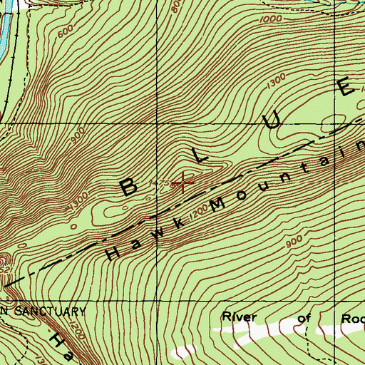 Topographic Map of Hawk Mountain, PA