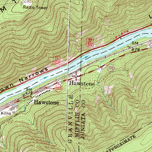 Topographic Map of Hawstone, PA