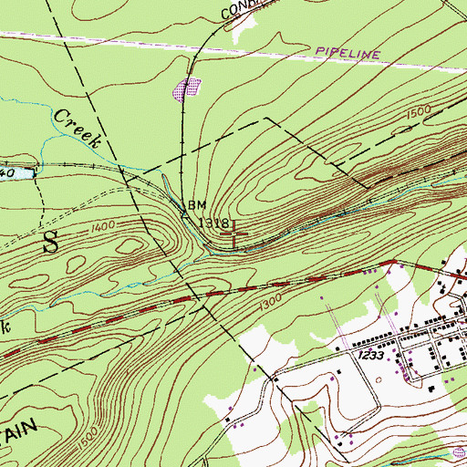 Topographic Map of Hazle Creek, PA