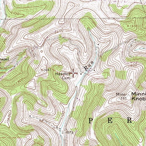 Topographic Map of Headley Cemetery, PA