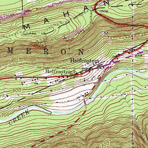 Topographic Map of Helfenstein, PA