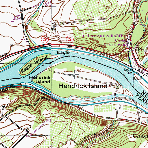 Topographic Map of Hendrick Island, PA